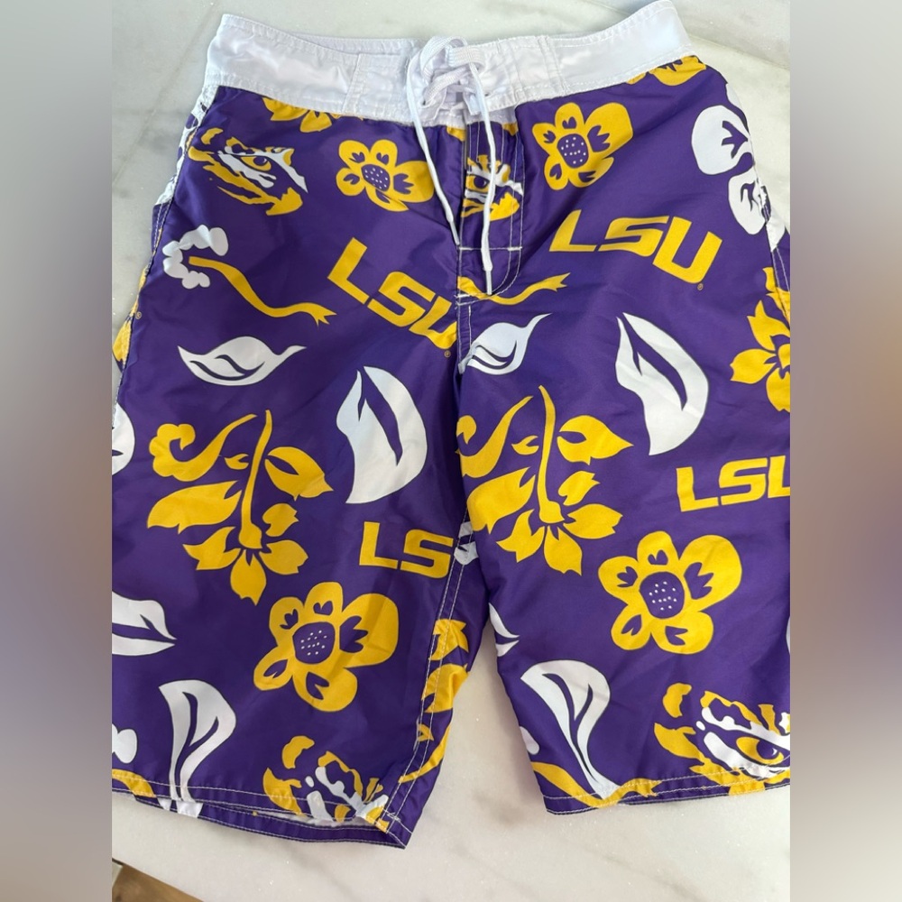 Wes & Willy LSU swim trunks